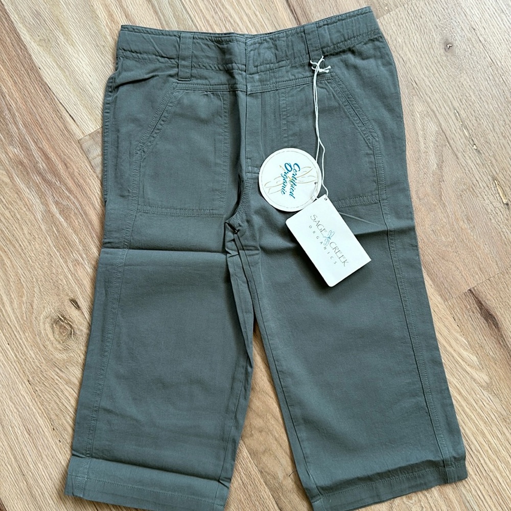 NWT! Sage Creek Organics lightweight dark khaki pants 100% organic boys size 2T